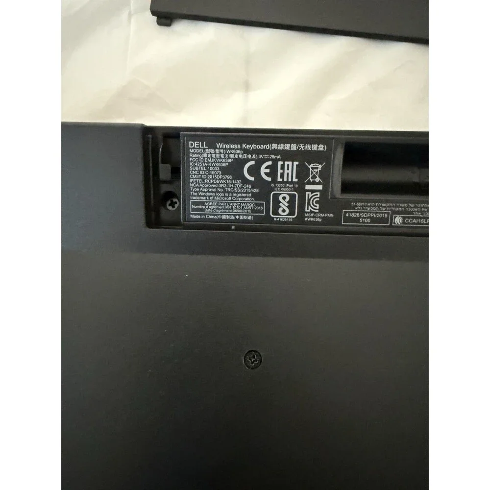 Dell WK636P Wireless Keyboard Black USB Receiver Included Tested Working
